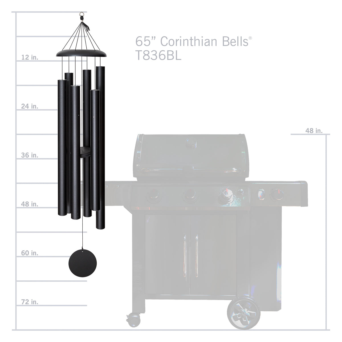 Corinthian Bells 65-inch Wind Chime - Black