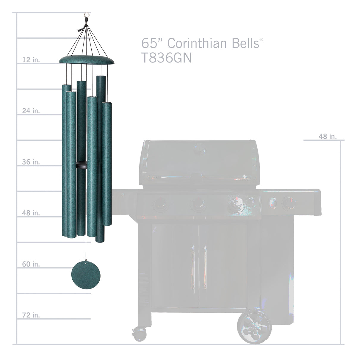 Corinthian Bells 65-inch Wind Chime - Green