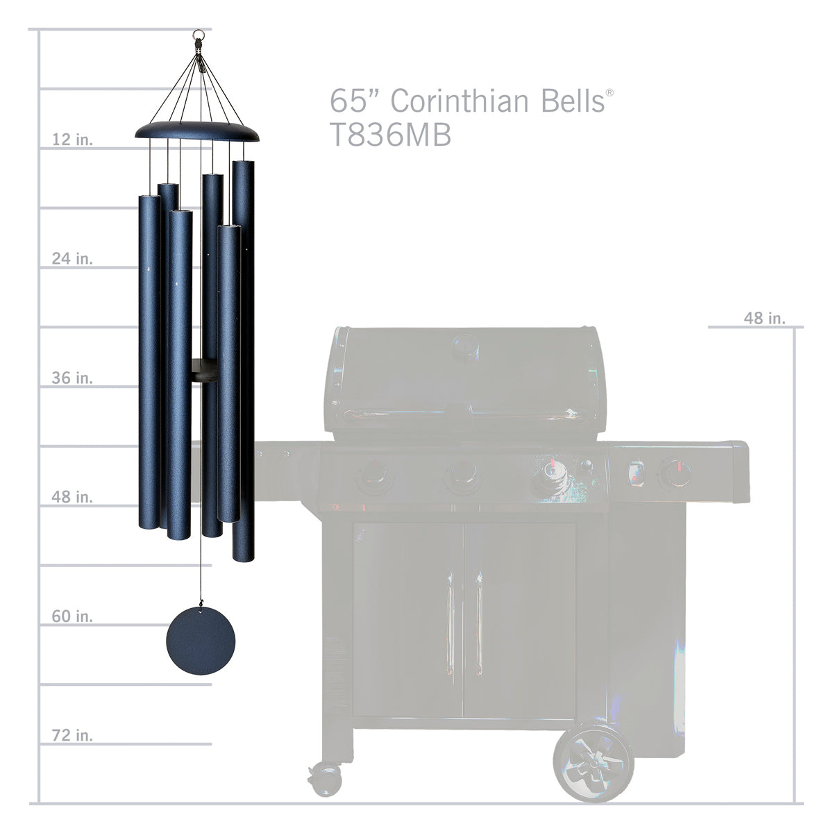 Corinthian Bells 65-inch Wind Chime - Midnight Blue