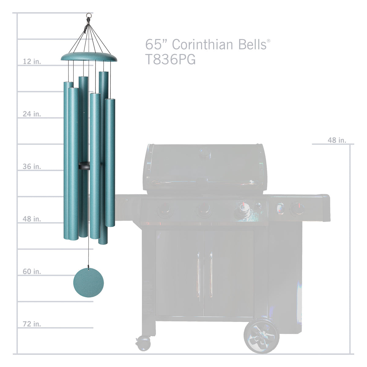 Corinthian Bells 65-inch Wind Chime - Patina Green