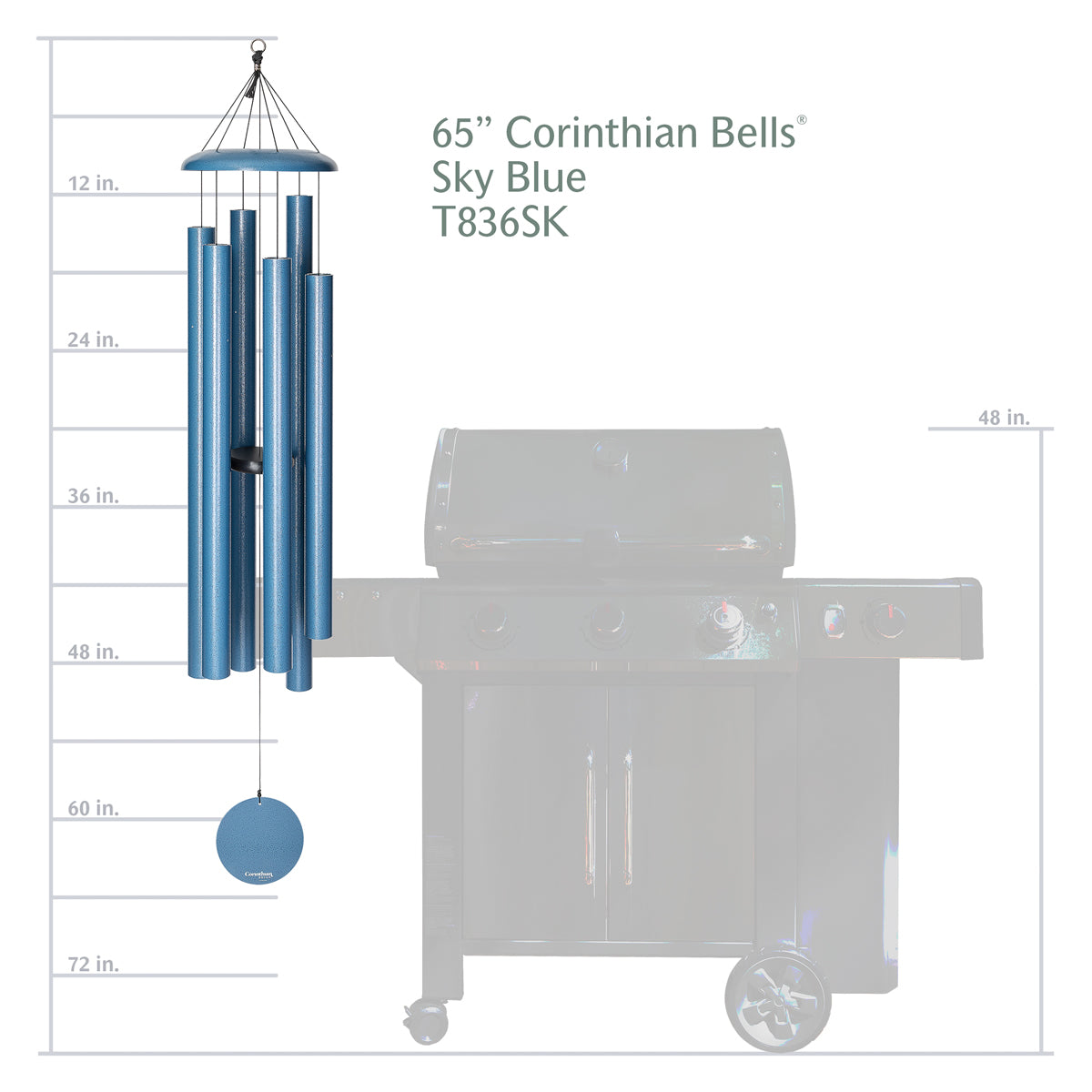 Corinthian Bells 65-inch Wind Chime - Sky Blue