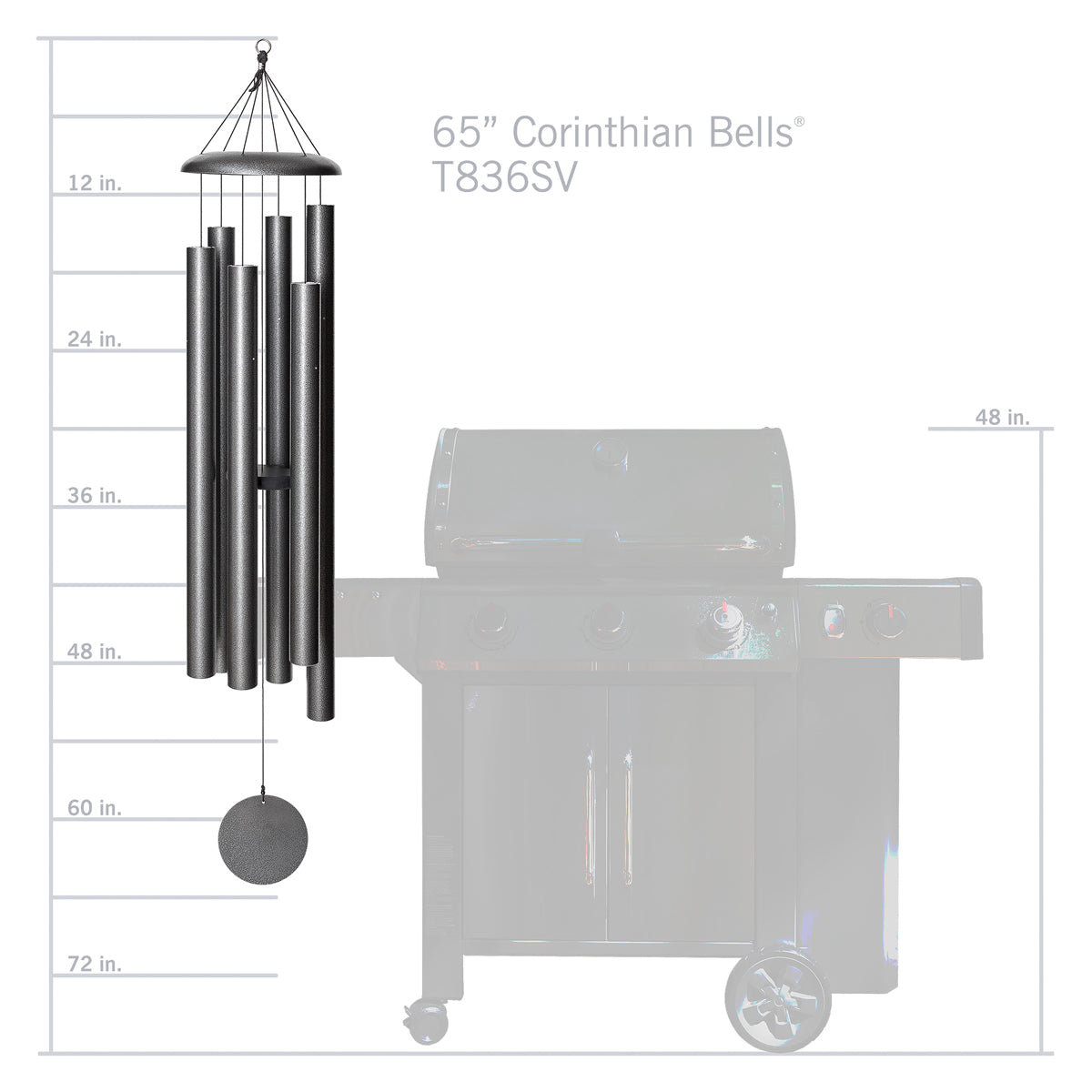 Corinthian Bells 65-inch Wind Chime - Silver Vein