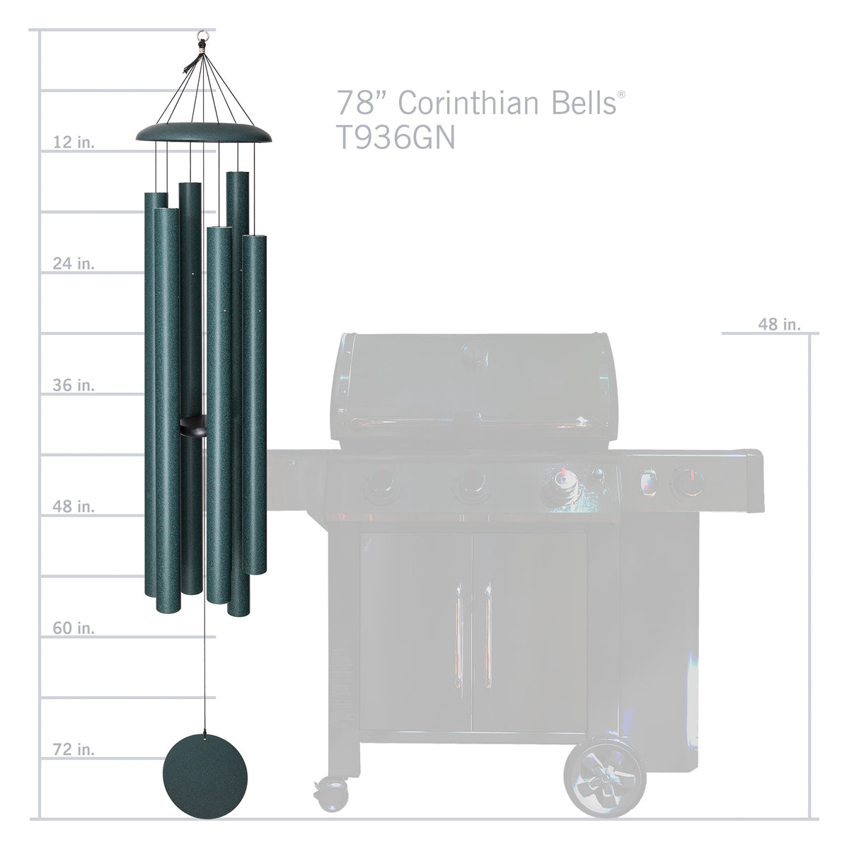 Corinthian Bells 78-inch Wind Chime - Green