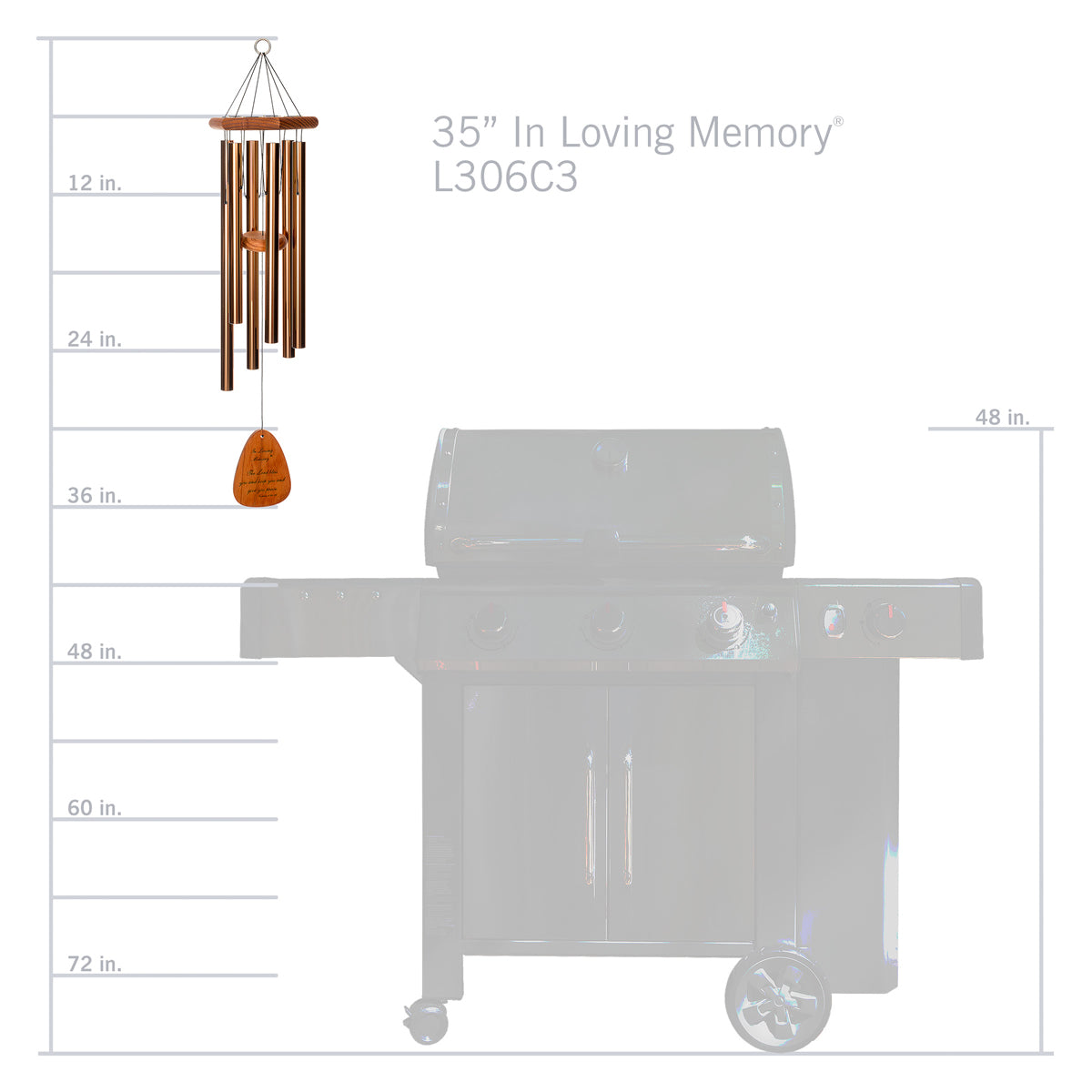 In Loving Memory 35-Inch Wind Chime - Bronze - Phrase 3