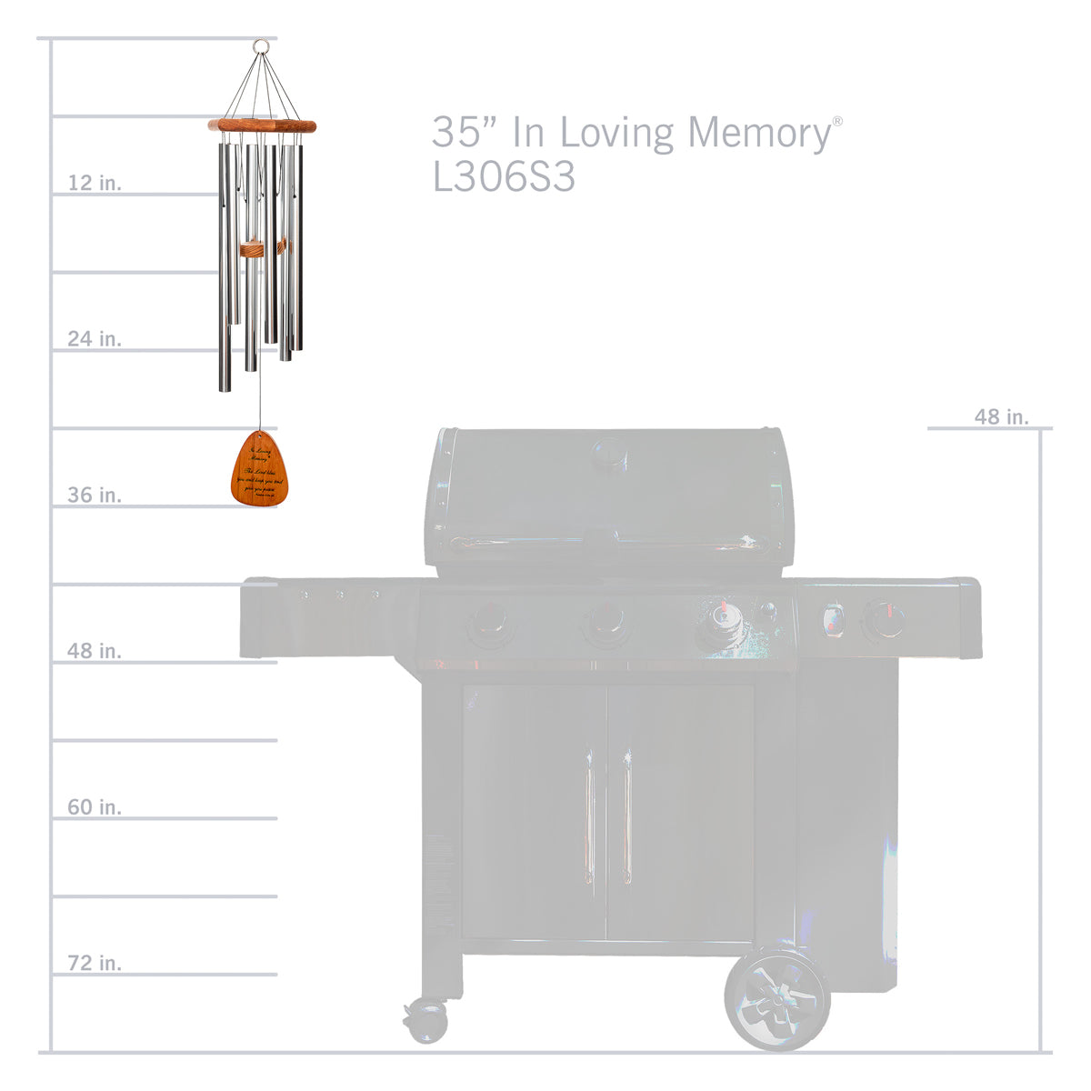 In Loving Memory 35-Inch Wind Chime - Silver - Phrase 3