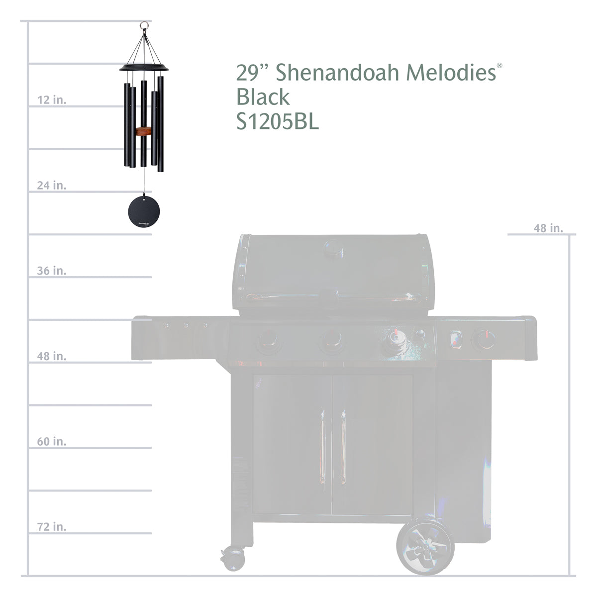 Shenandoah Melodies 29-inch Wind Chime - Black