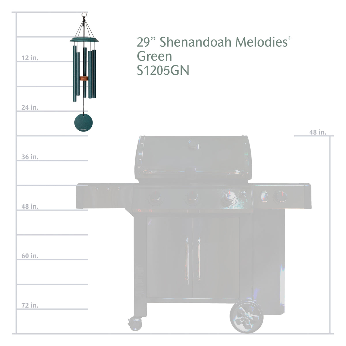 Shenandoah Melodies 29-inch Wind Chime - Green