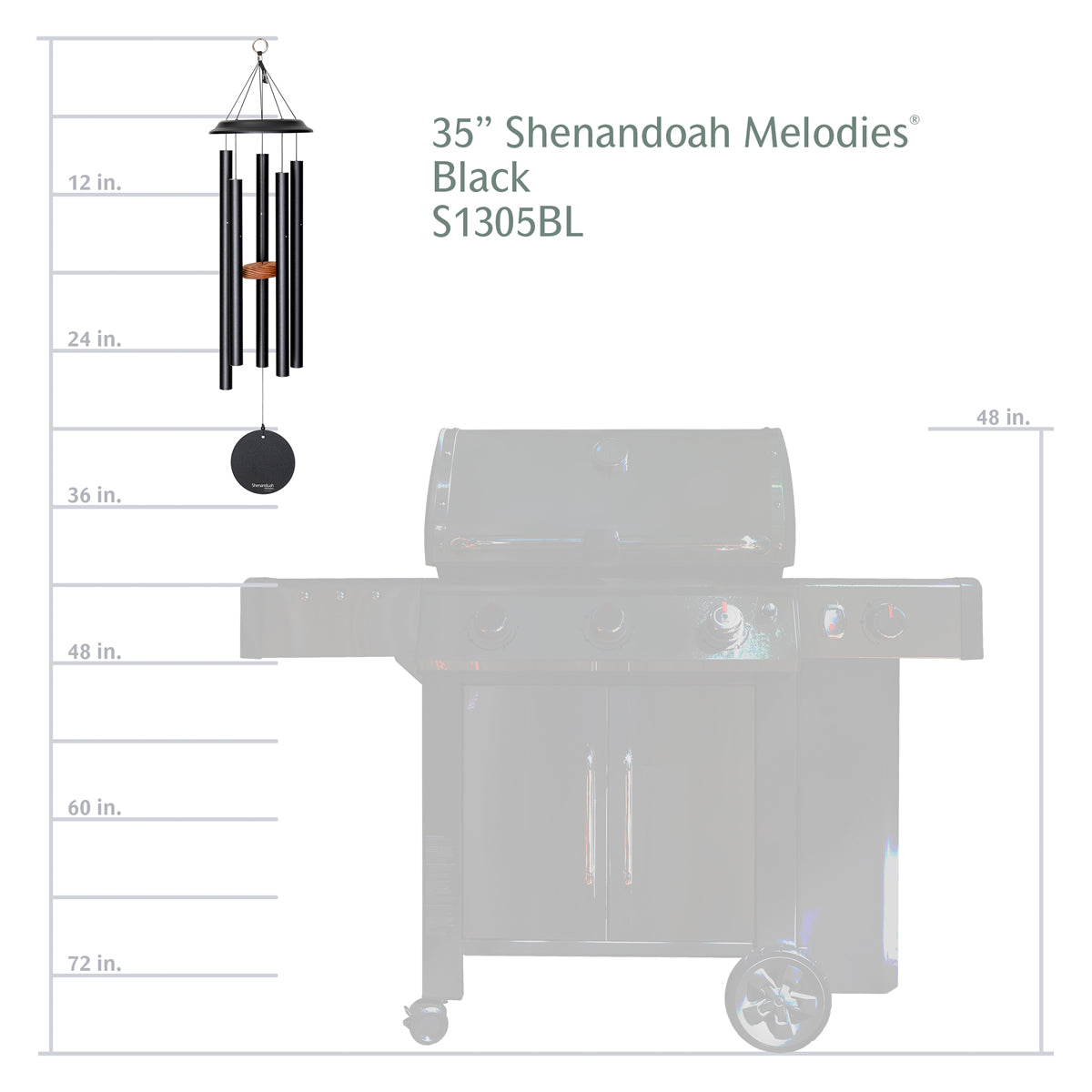 Shenandoah Melodies 35-inch Wind Chime - Black