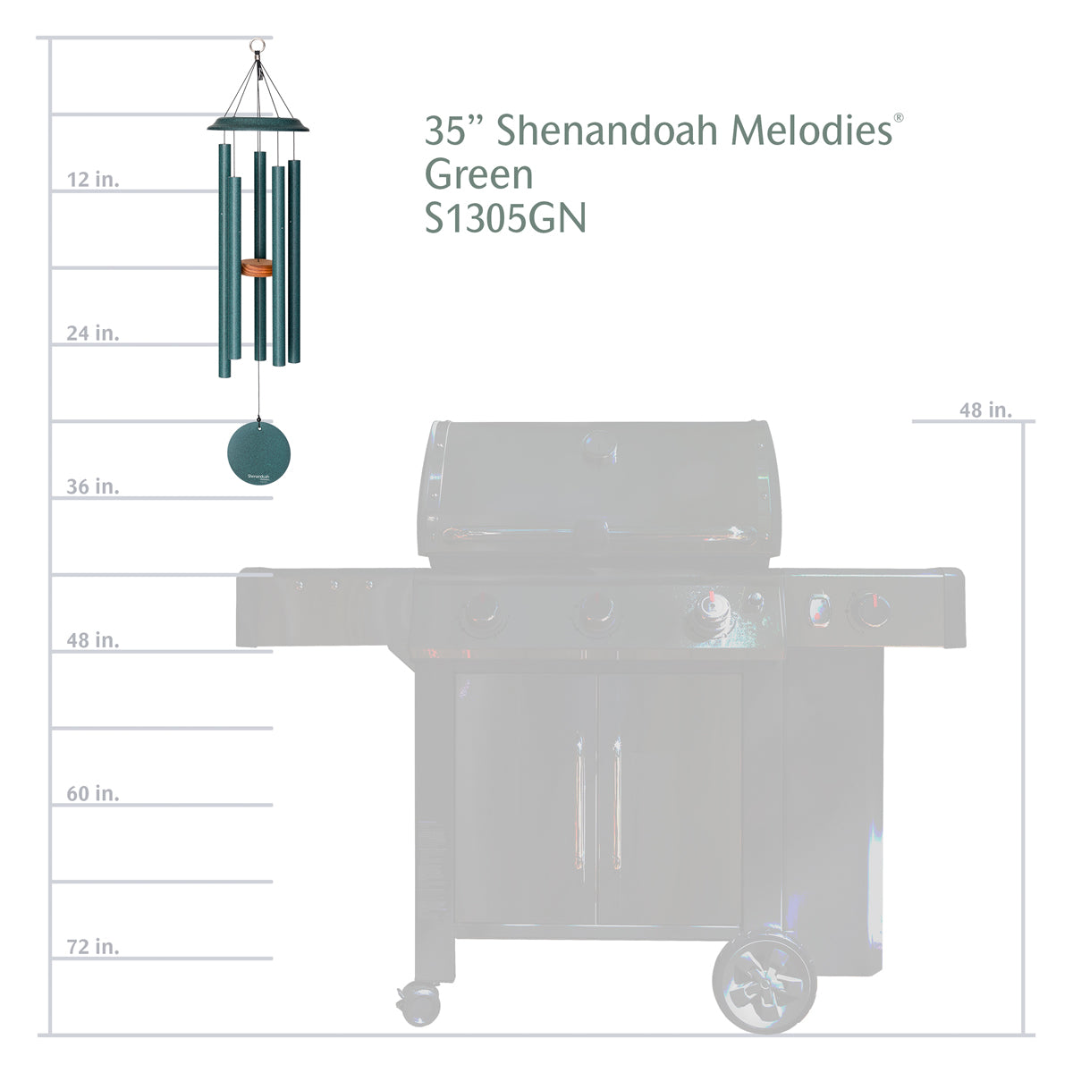 Shenandoah Melodies 35-inch Wind Chime - Green