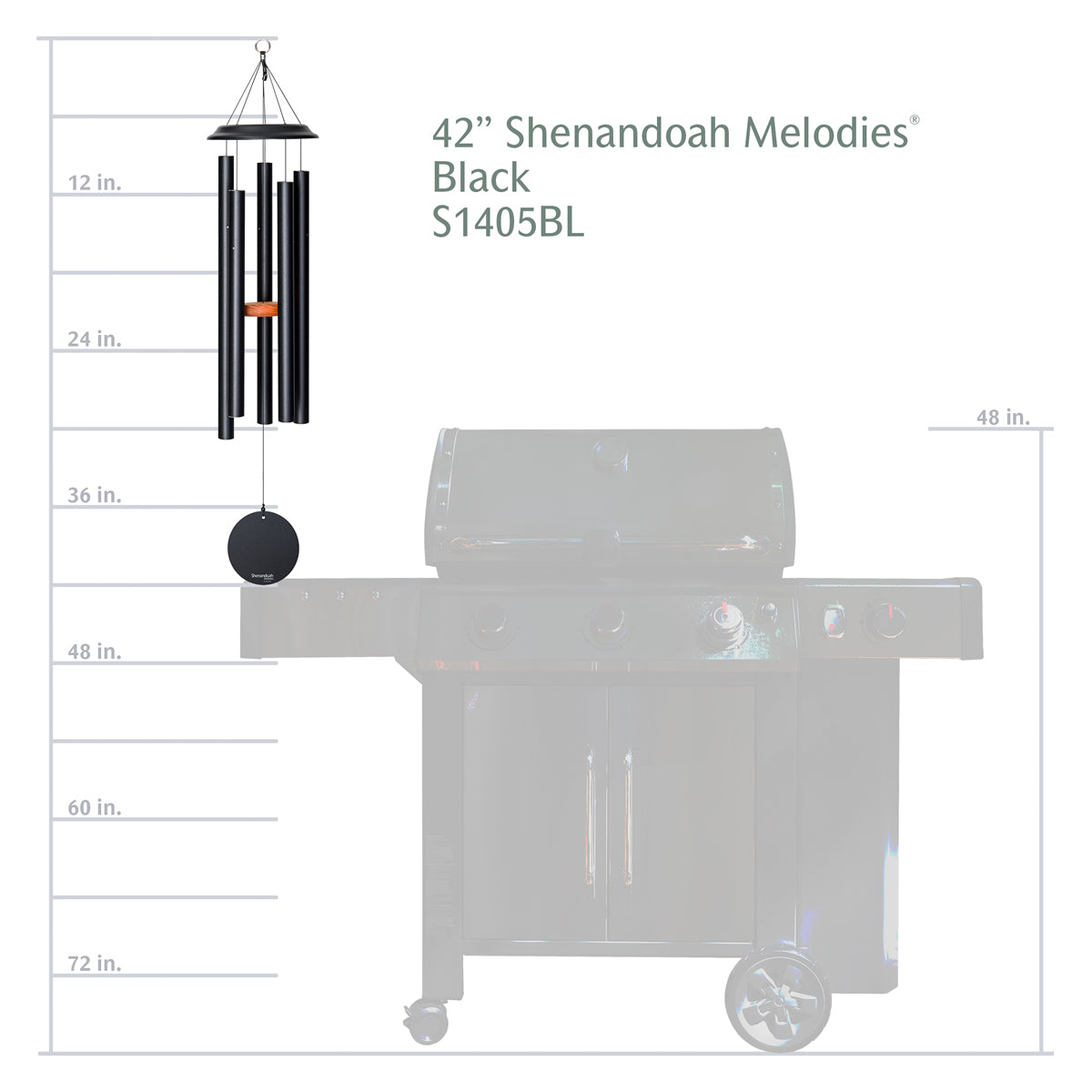 Shenandoah Melodies 42-inch Wind Chime - Black