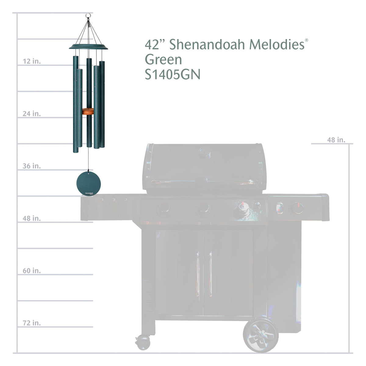 Shenandoah Melodies 42-inch Wind Chime - Green