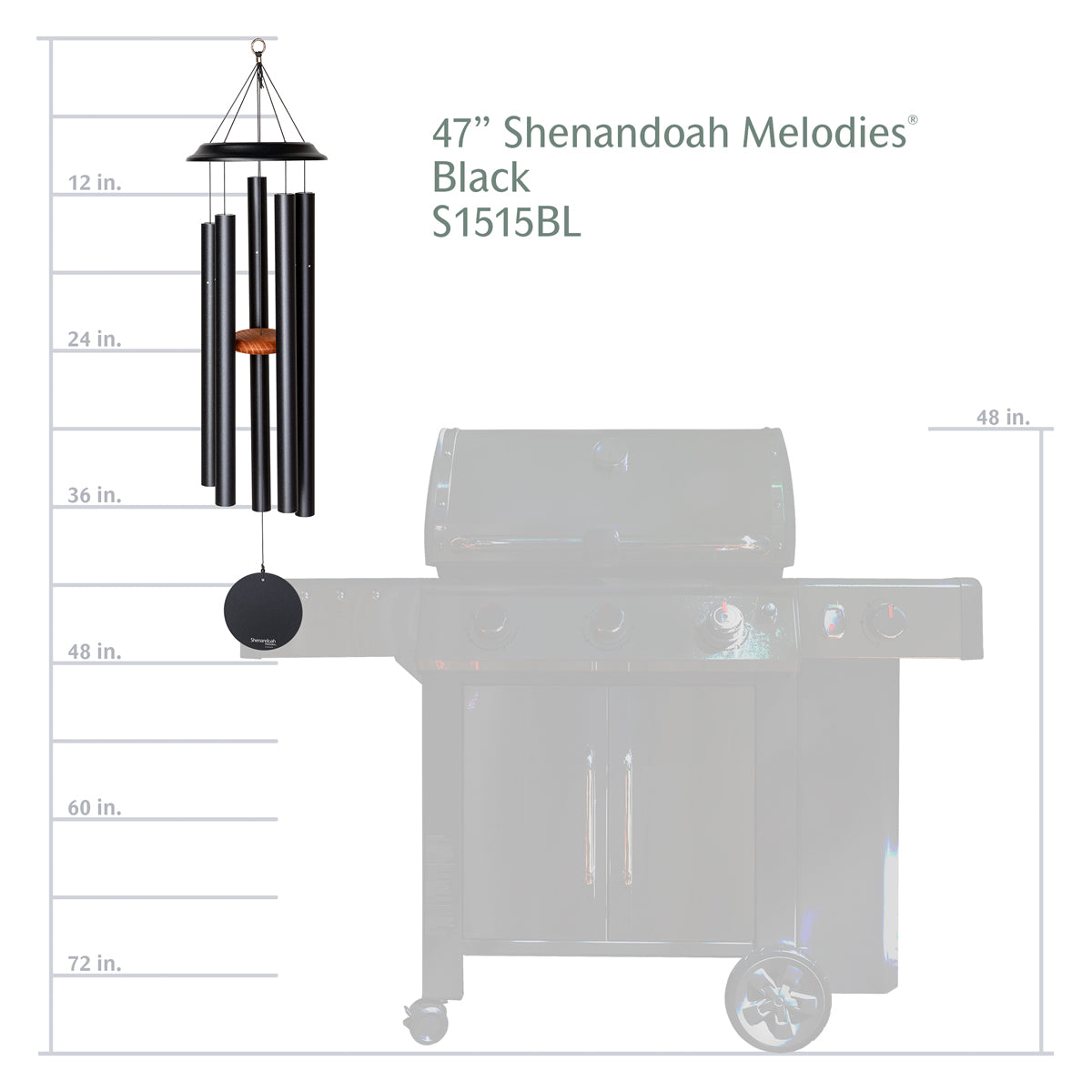 Shenandoah Melodies 47-inch Wind Chime - Black