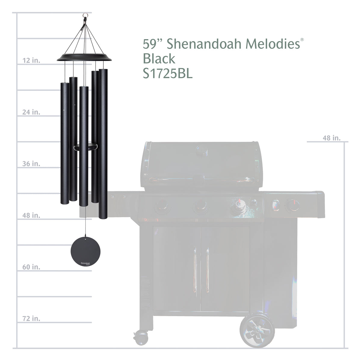 Shenandoah Melodies 59-inch Wind Chime - Black
