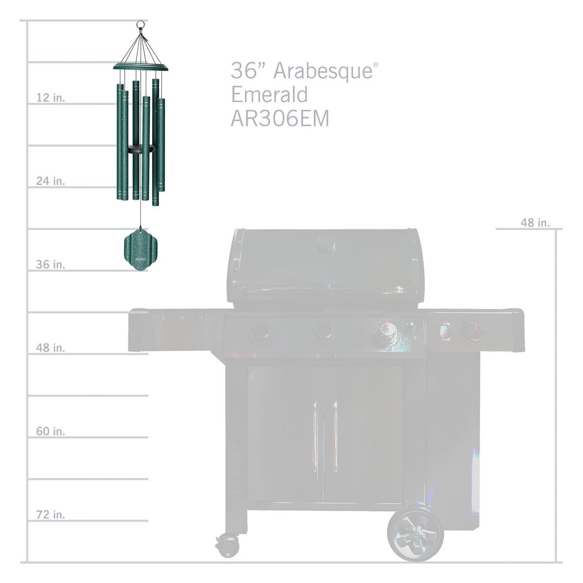 Arabesque 36-Inch Wind Chime - Emerald