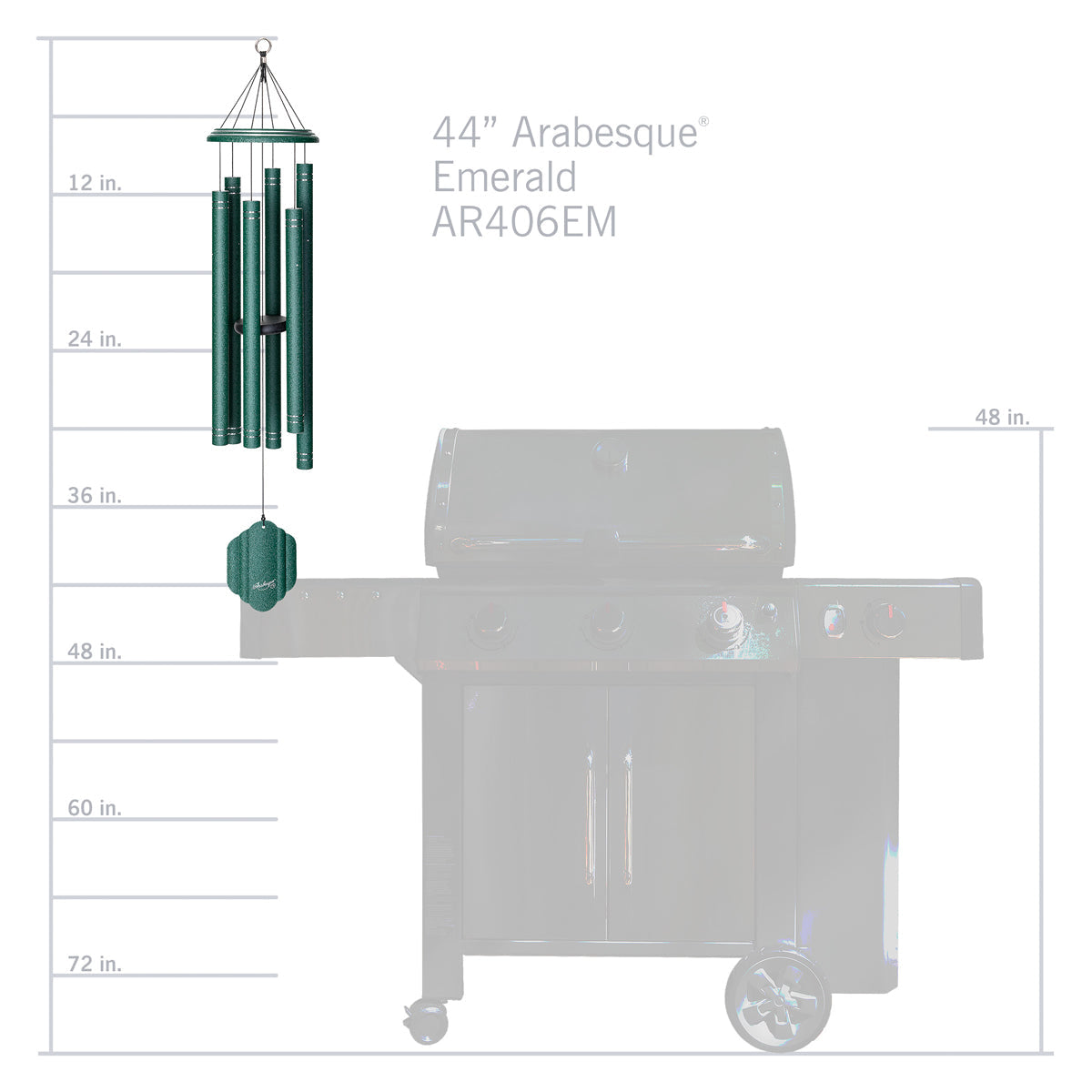 Arabesque 44-inch Wind Chime - Emerald