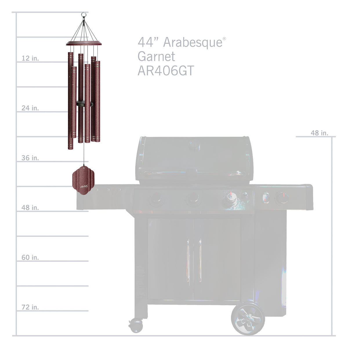 Arabesque 44-inch Wind Chime - Garnet