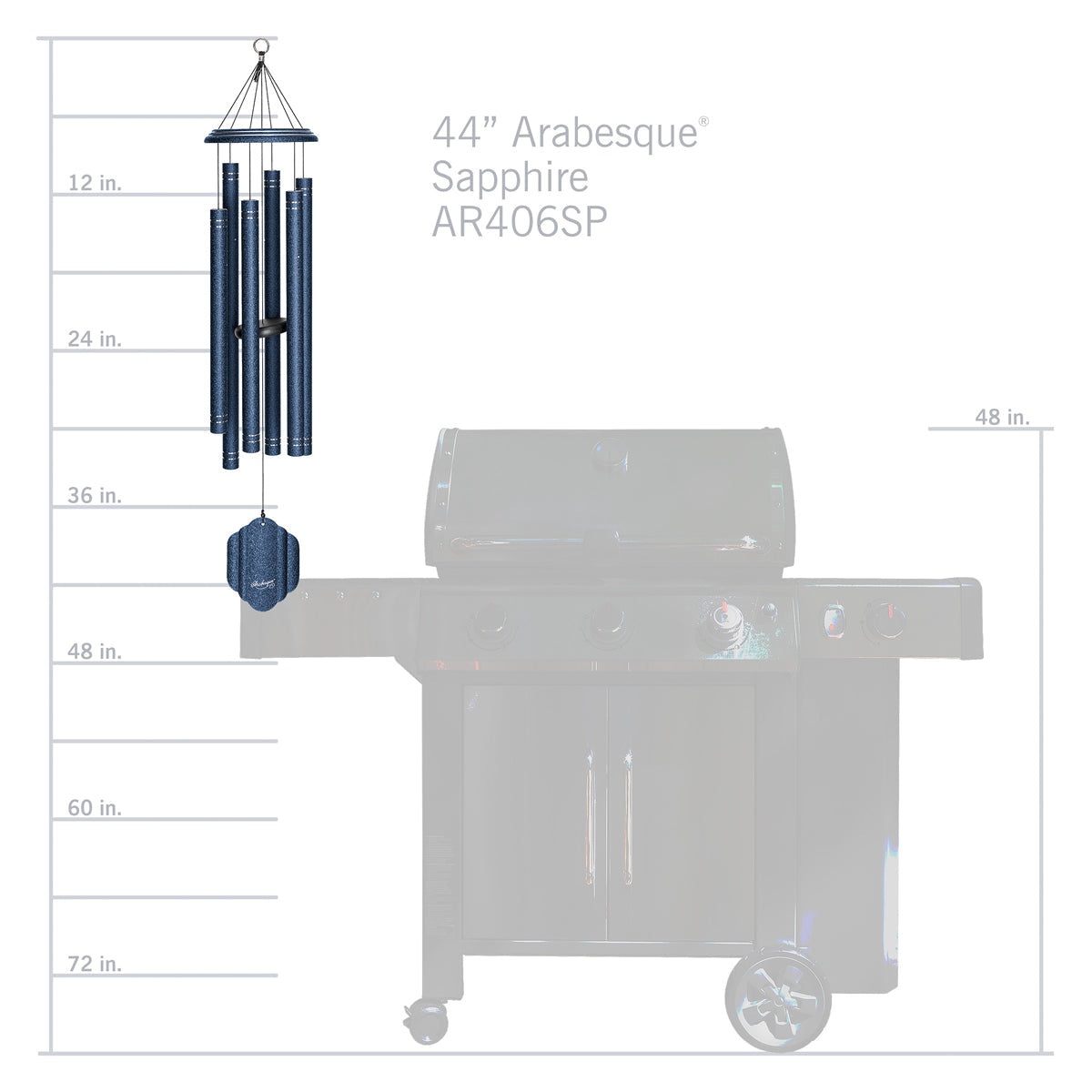 Arabesque 44-inch Wind Chime - Sapphire