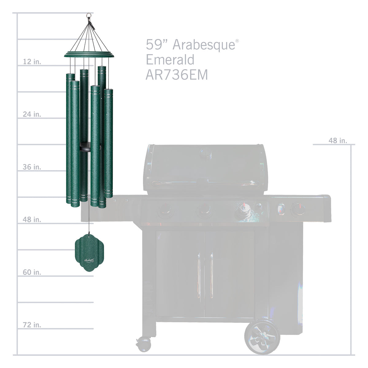 Arabesque 59-inch Wind Chime - Emerald