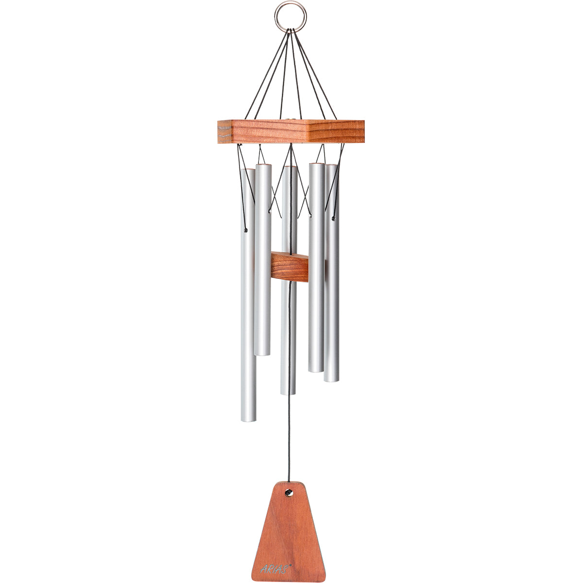 Arias 17-inch Wind Chime - Satin Silver Tubes