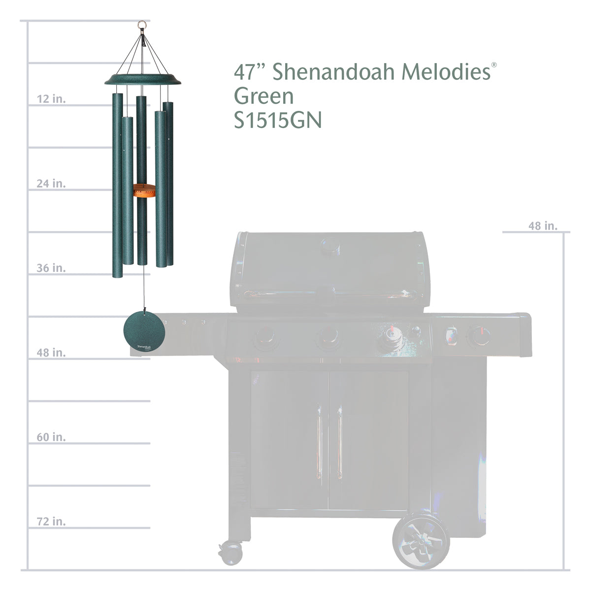 Shenandoah Melodies 47-inch Wind Chime - Green