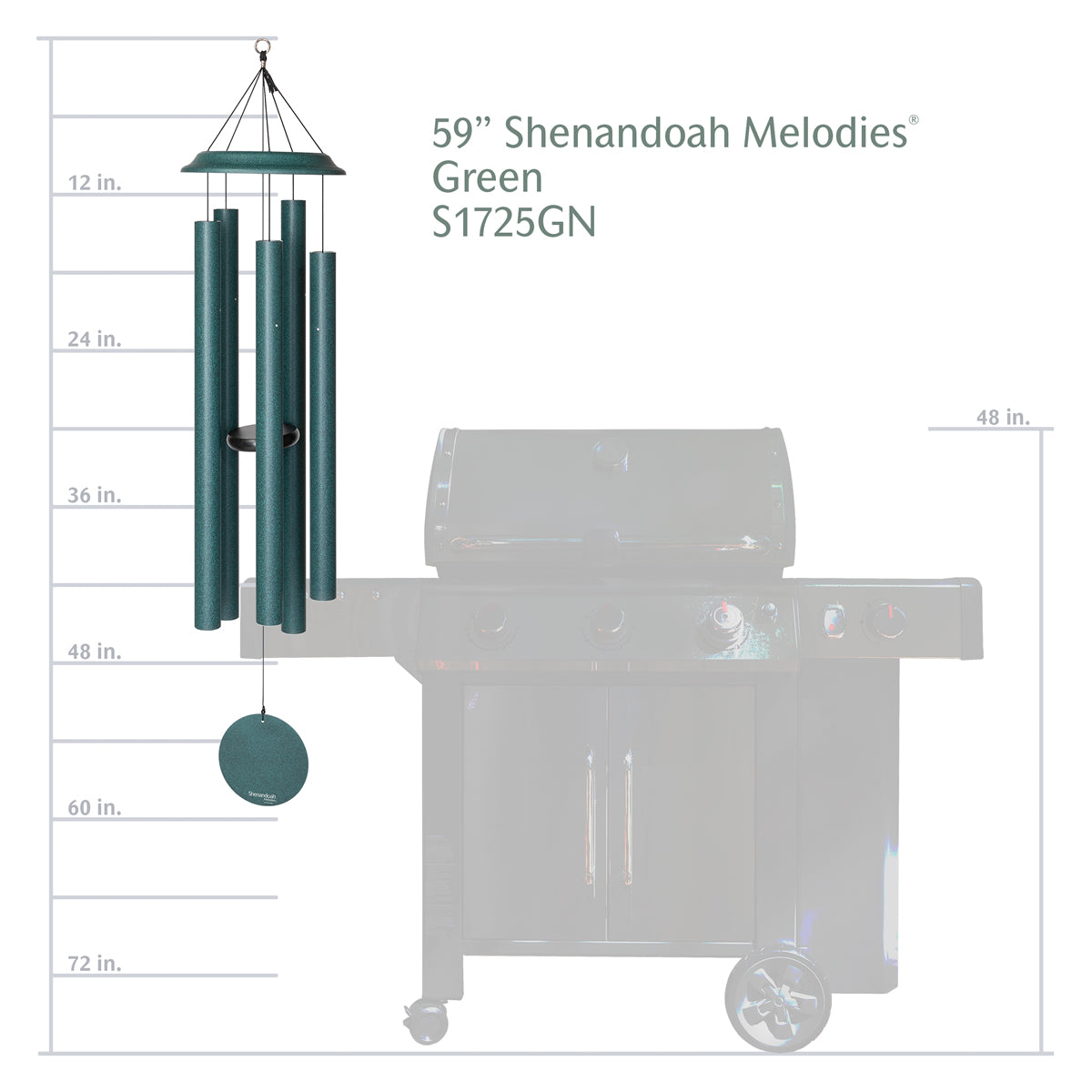 Shenandoah Melodies 59-inch Wind Chime - Green