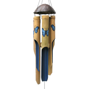 Cohasset Simple Blue Butterfly Bamboo Windchime - Small