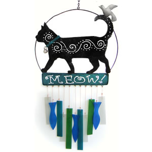 Gift Essentials Glass Kittie Wind Chime - Meow