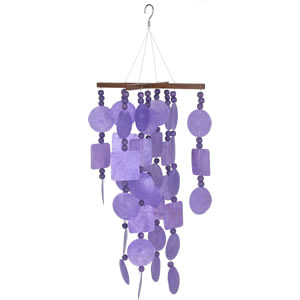 Woodstock Purple Capiz Chime with Wood Beads